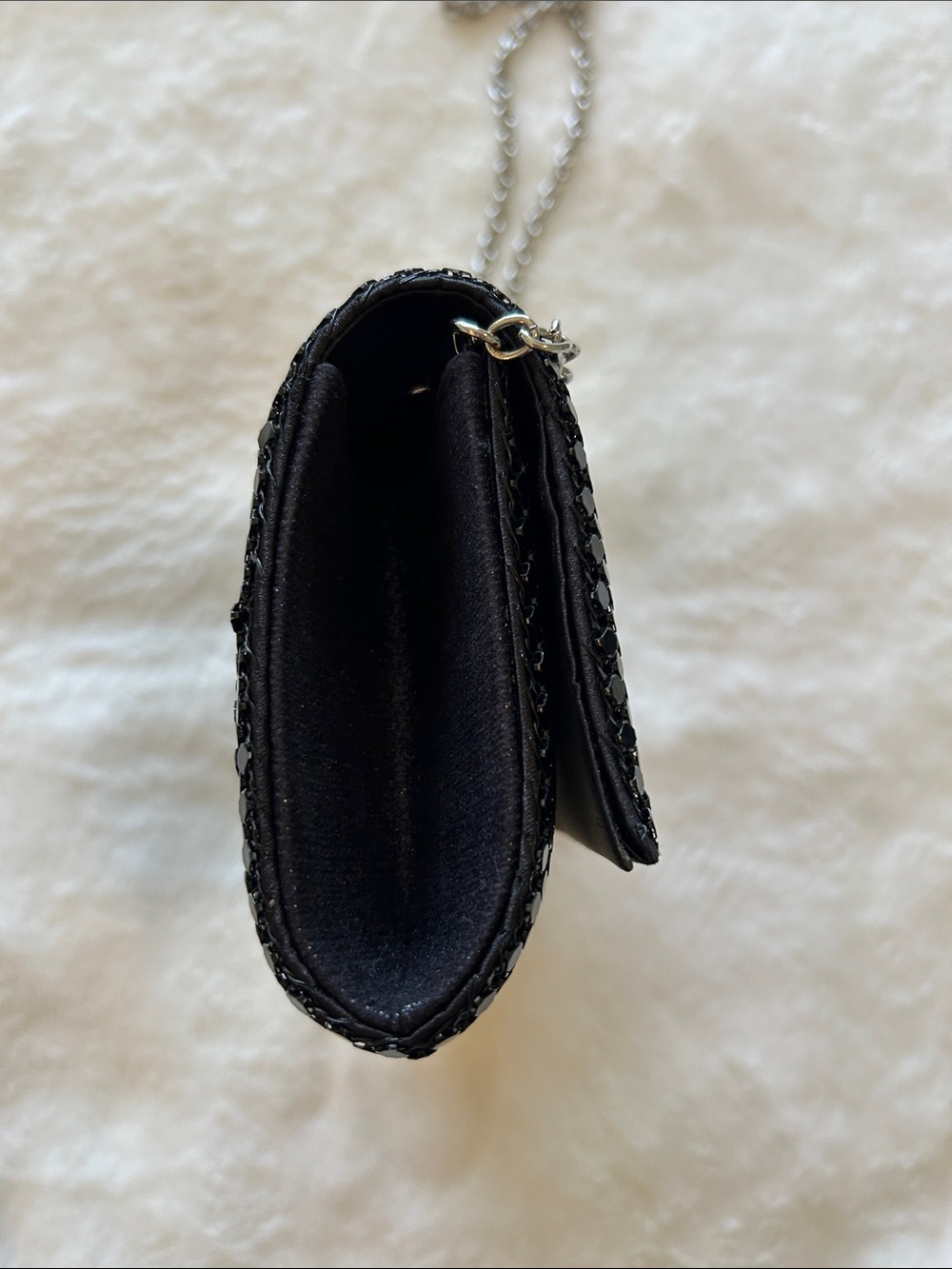 Womens Purse-JESSICA
MCCLINTOCK-black 'Metal Mesh Clutch' w/ shoulder strap - Picture 7 of 8